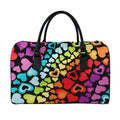 Colorful Heart Wave Pattern Print Leather Duffel Bag