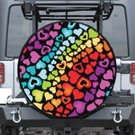 Colorful Heart Wave Pattern Print Leather Spare Tire Cover