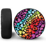 Colorful Heart Wave Pattern Print Leather Spare Tire Cover