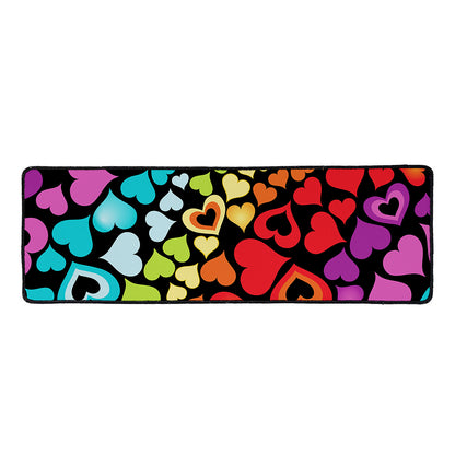 Colorful Heart Wave Pattern Print Long Kitchen Mat
