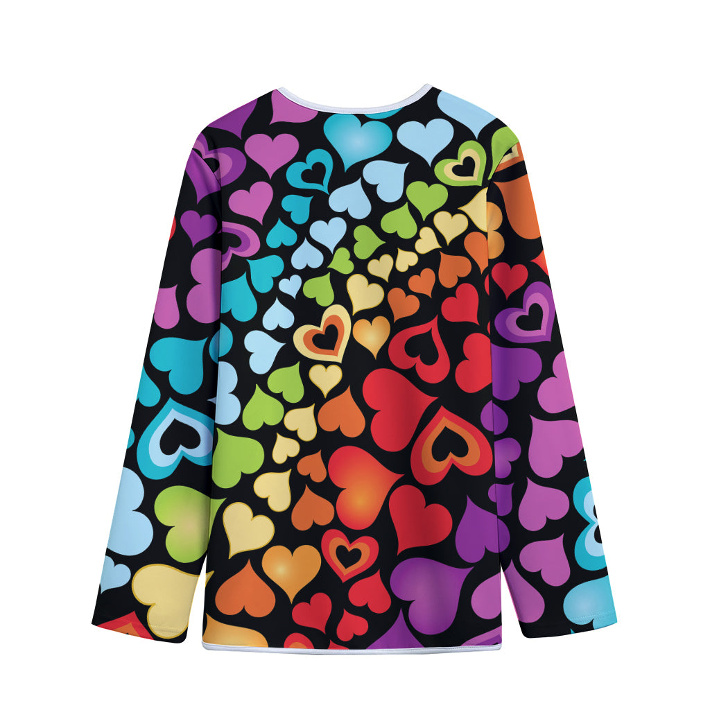 Colorful Heart Wave Pattern Print Long Sleeve Short Coat