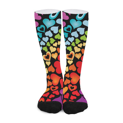 Colorful Heart Wave Pattern Print Long Socks