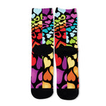 Colorful Heart Wave Pattern Print Long Socks