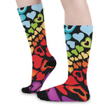 Colorful Heart Wave Pattern Print Long Socks