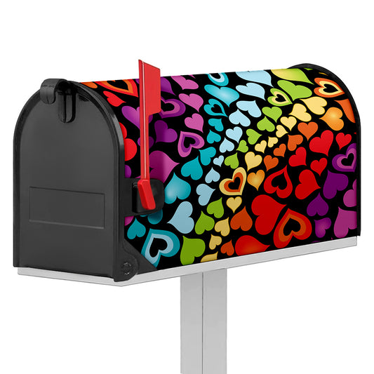 Colorful Heart Wave Pattern Print Mailbox Cover