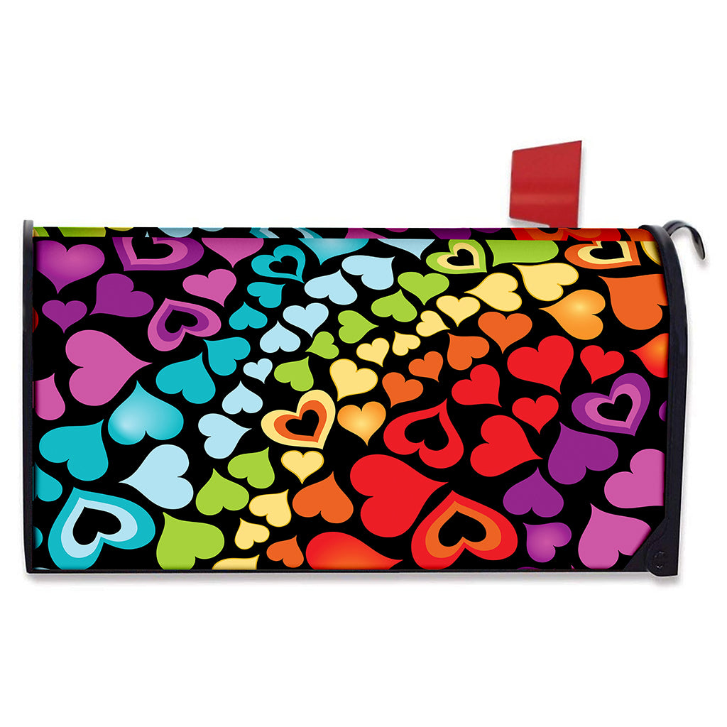 Colorful Heart Wave Pattern Print Mailbox Cover