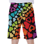 Colorful Heart Wave Pattern Print Men's Beach Shorts