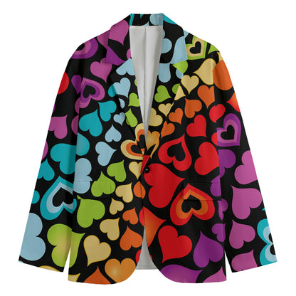 Colorful Heart Wave Pattern Print Men's Blazer