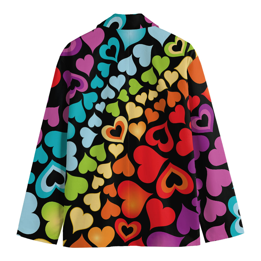 Colorful Heart Wave Pattern Print Men's Blazer