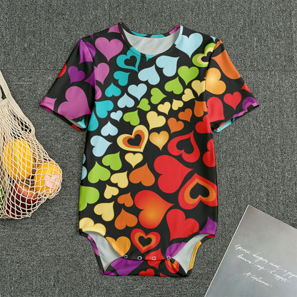 Colorful Heart Wave Pattern Print Men's Bodysuit