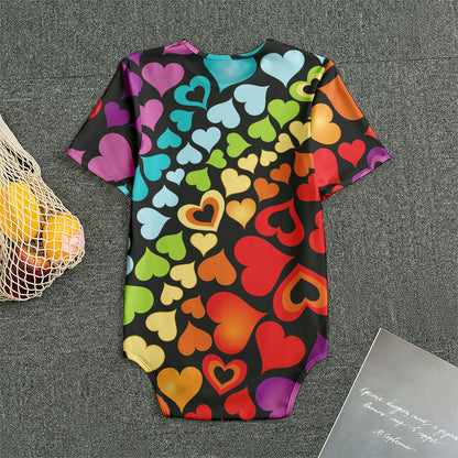 Colorful Heart Wave Pattern Print Men's Bodysuit