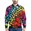 Colorful Heart Wave Pattern Print Men's Bomber Jacket