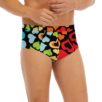 Colorful Heart Wave Pattern Print Men's Briefs