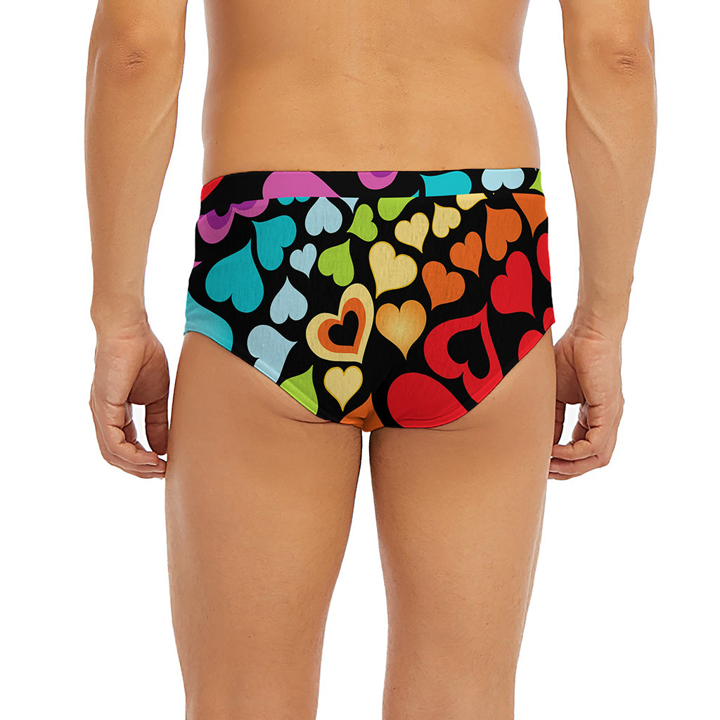 Colorful Heart Wave Pattern Print Men's Briefs