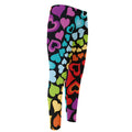 Colorful Heart Wave Pattern Print Men's Compression Pants