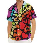 Colorful Heart Wave Pattern Print Men's Deep V-Neck Shirt
