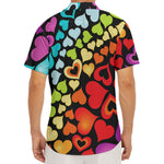 Colorful Heart Wave Pattern Print Men's Deep V-Neck Shirt