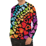 Colorful Heart Wave Pattern Print Men's Long Sleeve Rash Guard