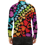 Colorful Heart Wave Pattern Print Men's Long Sleeve Rash Guard