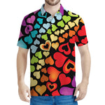 Colorful Heart Wave Pattern Print Men's Polo Shirt