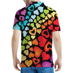 Colorful Heart Wave Pattern Print Men's Polo Shirt