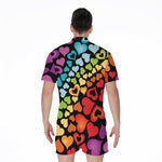 Colorful Heart Wave Pattern Print Men's Rompers