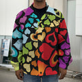 Colorful Heart Wave Pattern Print Men's Shirt Jacket