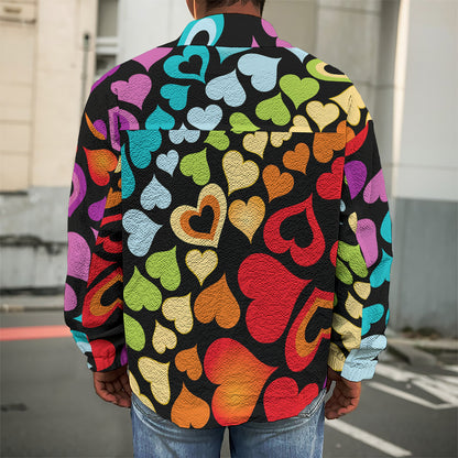 Colorful Heart Wave Pattern Print Men's Shirt Jacket