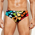 Colorful Heart Wave Pattern Print Men's Swim Briefs