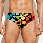 Colorful Heart Wave Pattern Print Men's Swim Briefs