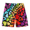 Colorful Heart Wave Pattern Print Men's Swim Trunks