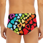 Colorful Heart Wave Pattern Print Men's Triangle Swim Briefs