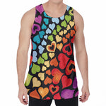 Colorful Heart Wave Pattern Print Men's Velvet Tank Top