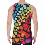 Colorful Heart Wave Pattern Print Men's Velvet Tank Top