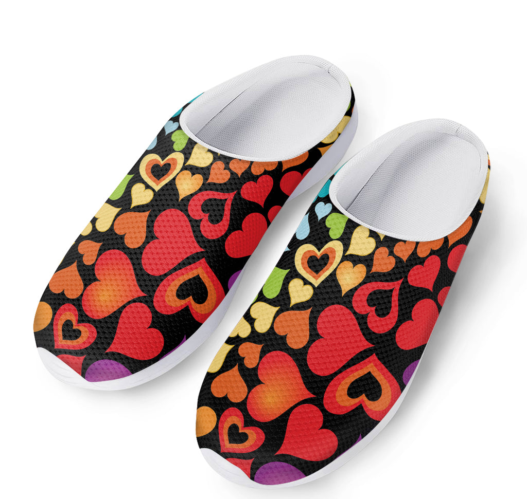 Colorful Heart Wave Pattern Print Mesh Casual Shoes