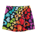 Colorful Heart Wave Pattern Print Mesh Shorts