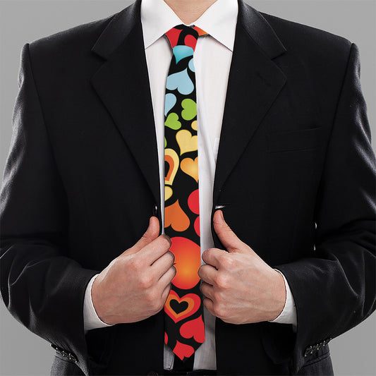 Colorful Heart Wave Pattern Print Necktie