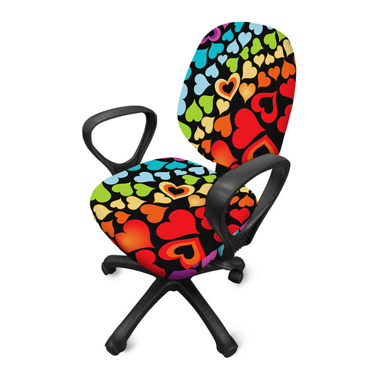 Colorful Heart Wave Pattern Print Office Chair Cover