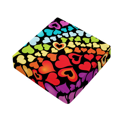 Colorful Heart Wave Pattern Print Outdoor Seat Cushion Cover