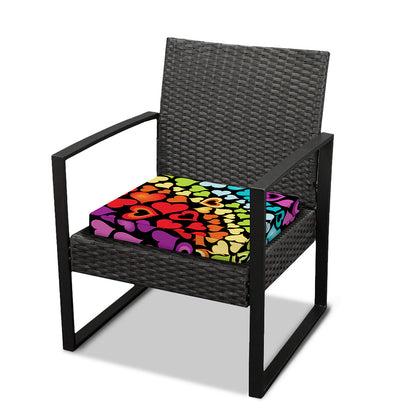Colorful Heart Wave Pattern Print Outdoor Seat Cushion Cover