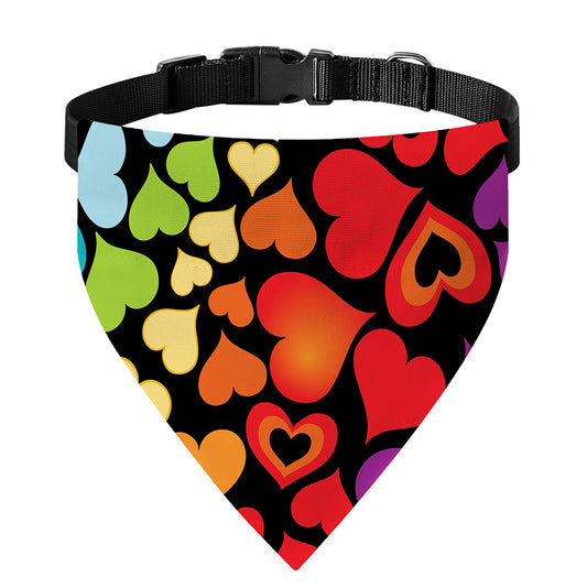Colorful Heart Wave Pattern Print Over The Collar Dog Bandana