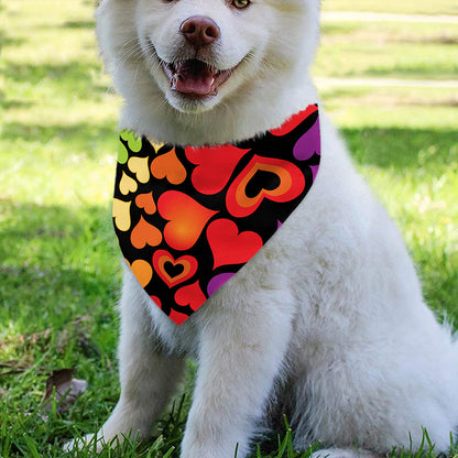 Colorful Heart Wave Pattern Print Over The Collar Dog Bandana