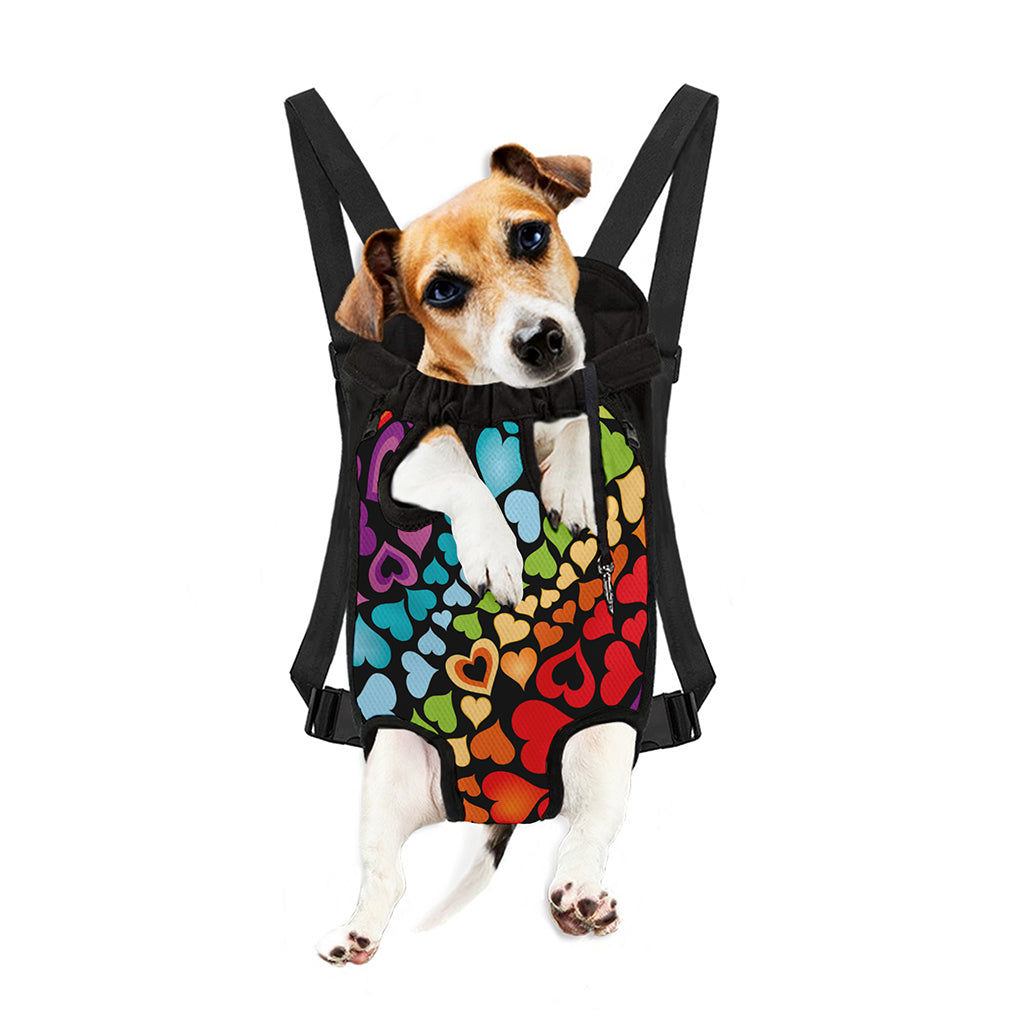 Colorful Heart Wave Pattern Print Pet Carrier Backpack