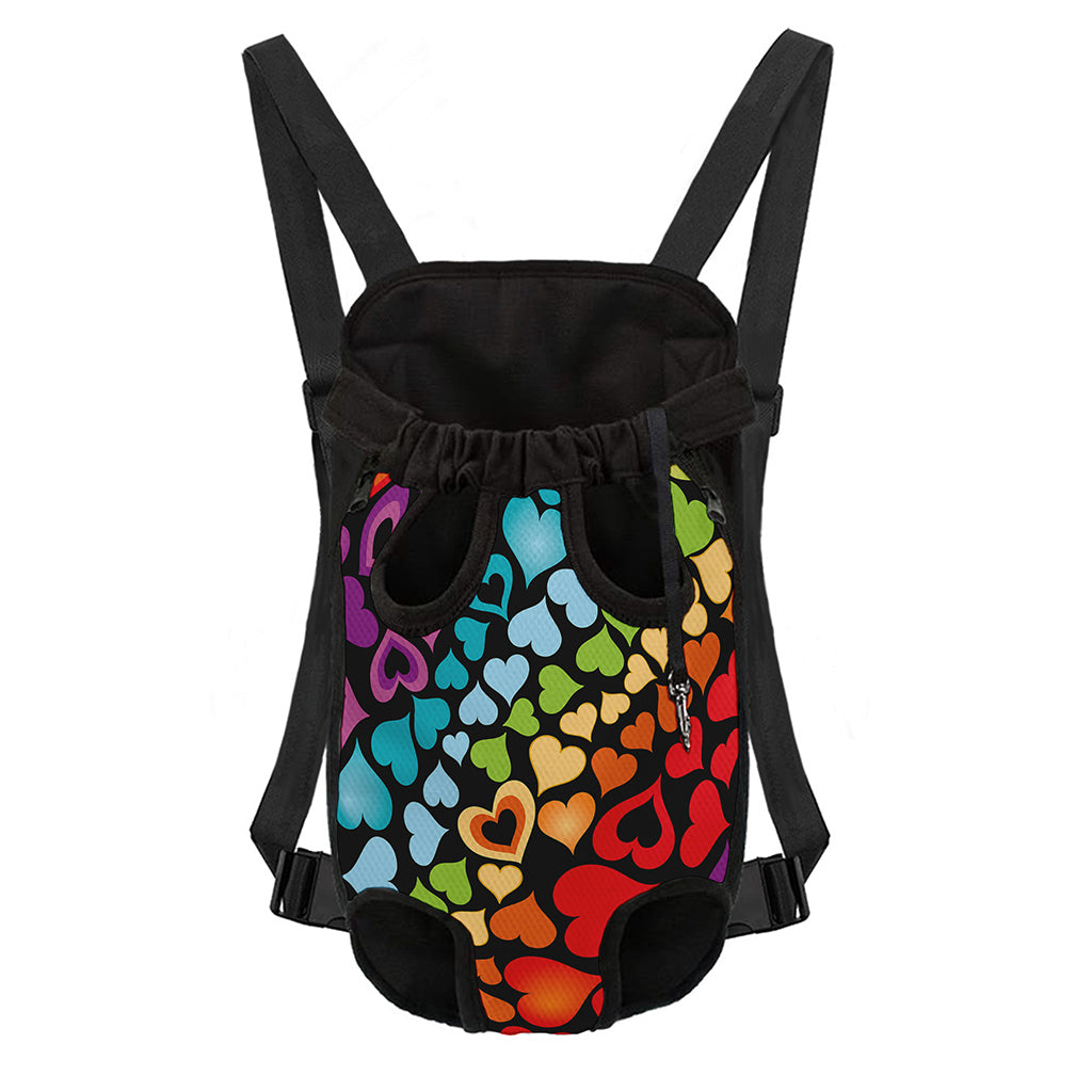Colorful Heart Wave Pattern Print Pet Carrier Backpack