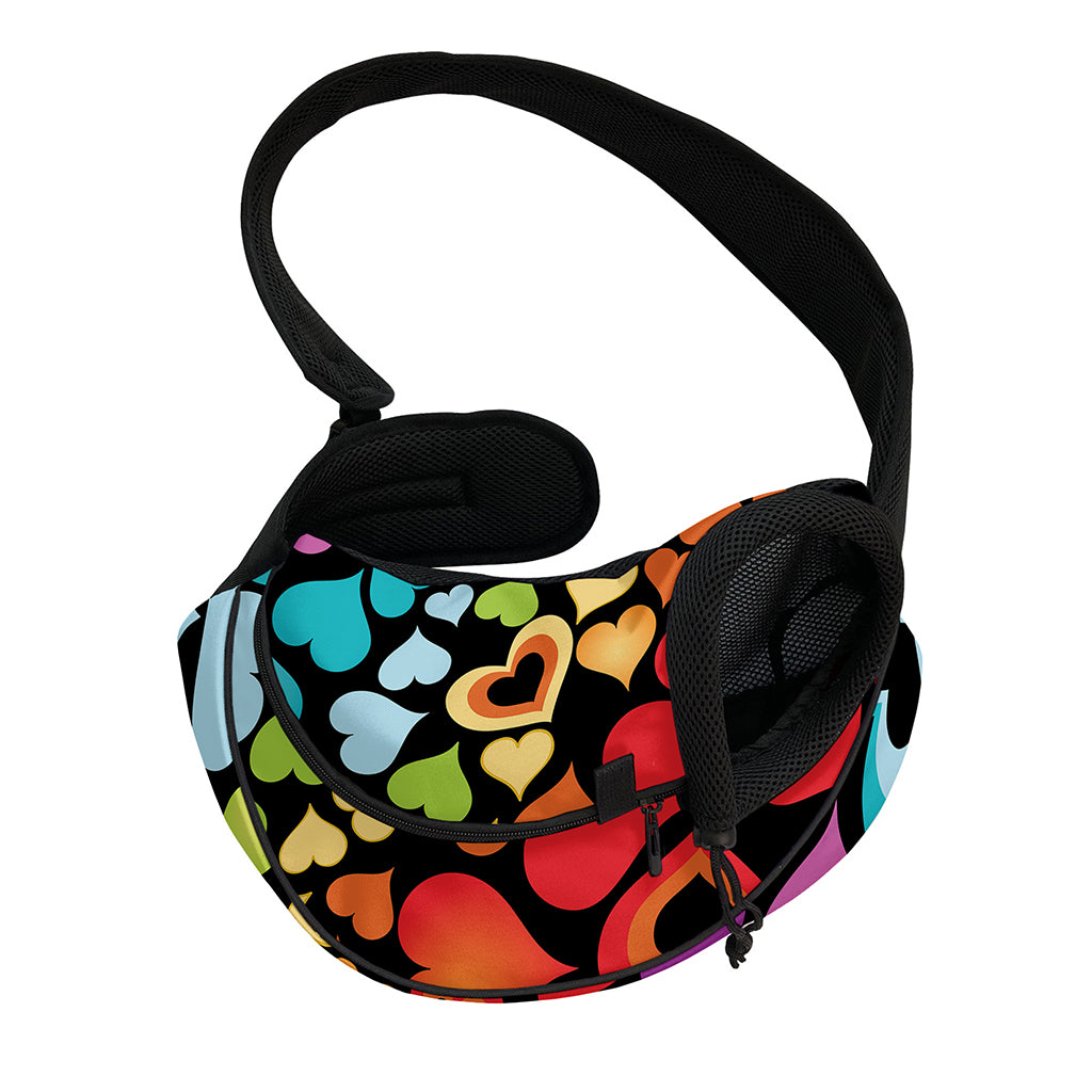 Colorful Heart Wave Pattern Print Pet Sling Carrier