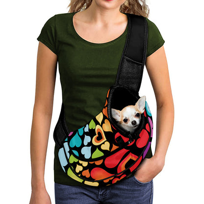 Colorful Heart Wave Pattern Print Pet Sling Carrier