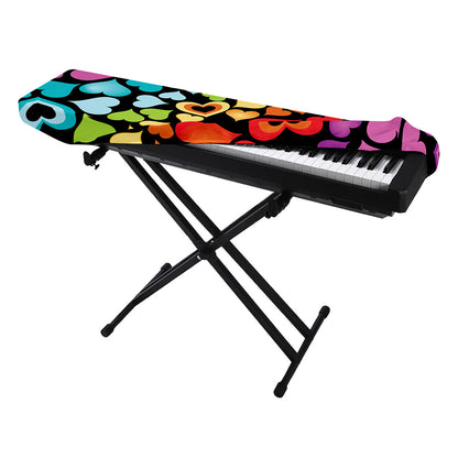 Colorful Heart Wave Pattern Print Piano Keyboard Cover