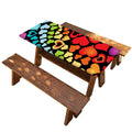 Colorful Heart Wave Pattern Print Picnic Table Cover