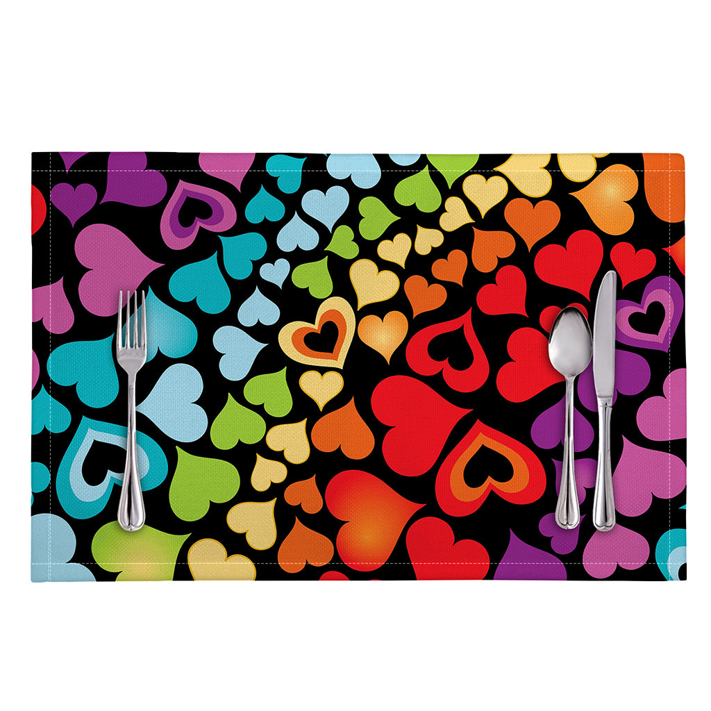 Colorful Heart Wave Pattern Print Placemat