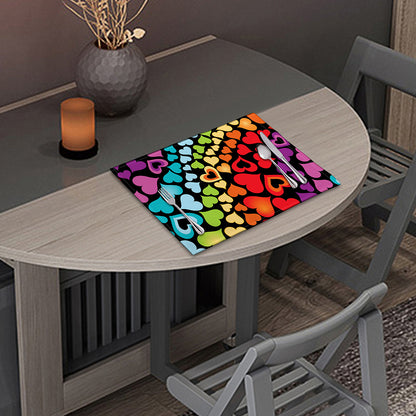 Colorful Heart Wave Pattern Print Placemat